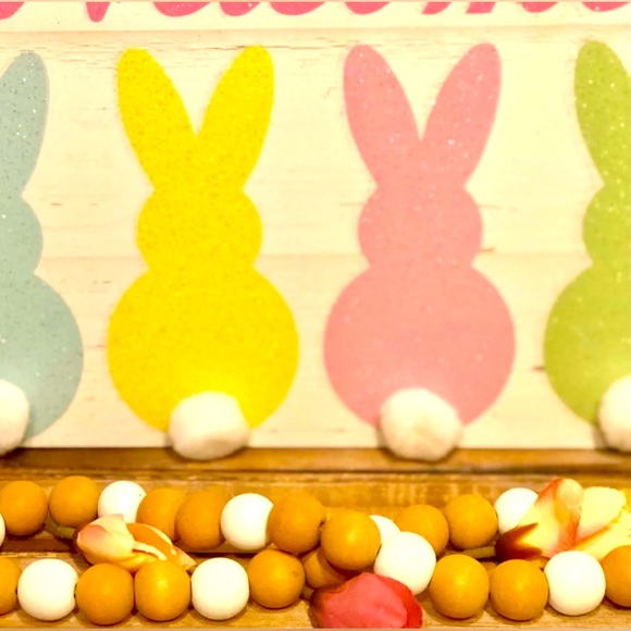 🌸 PASTEL GLITTER BUNNY SIGN 🌸 - Picture 2 of 5